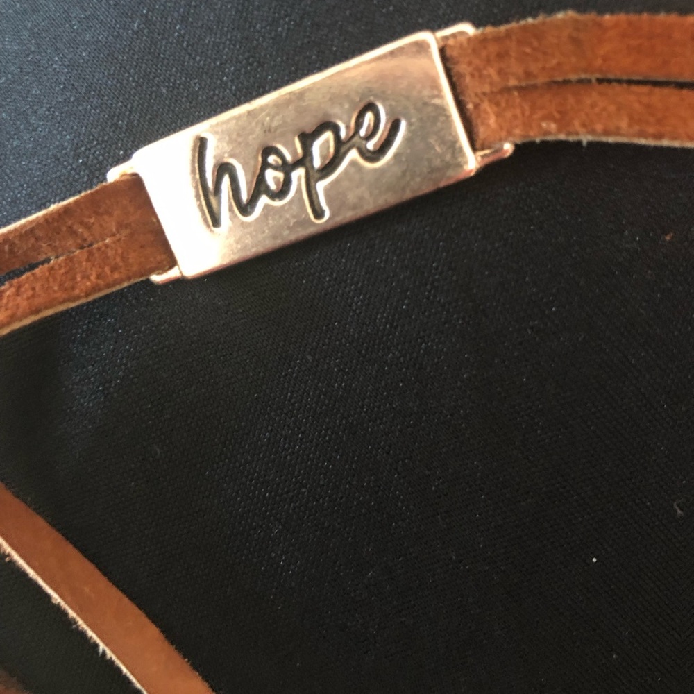 Suede Bracelet With Beads And The Word Hope On It